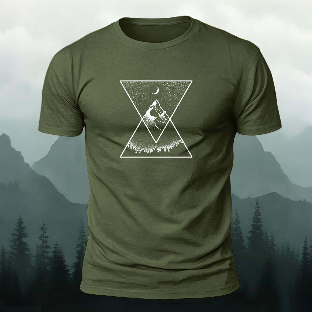 Creative Forest Mountain Print Casual T-Shirt