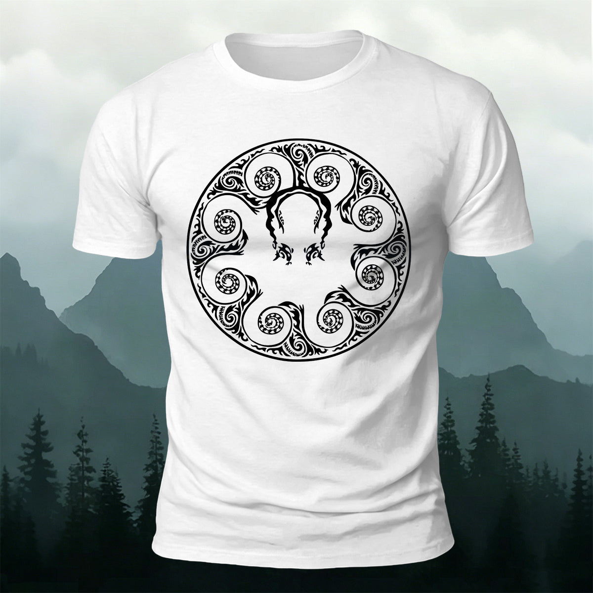 Octopus Openwork Round-Neck Printed Outdoor Cotton T-Shirt