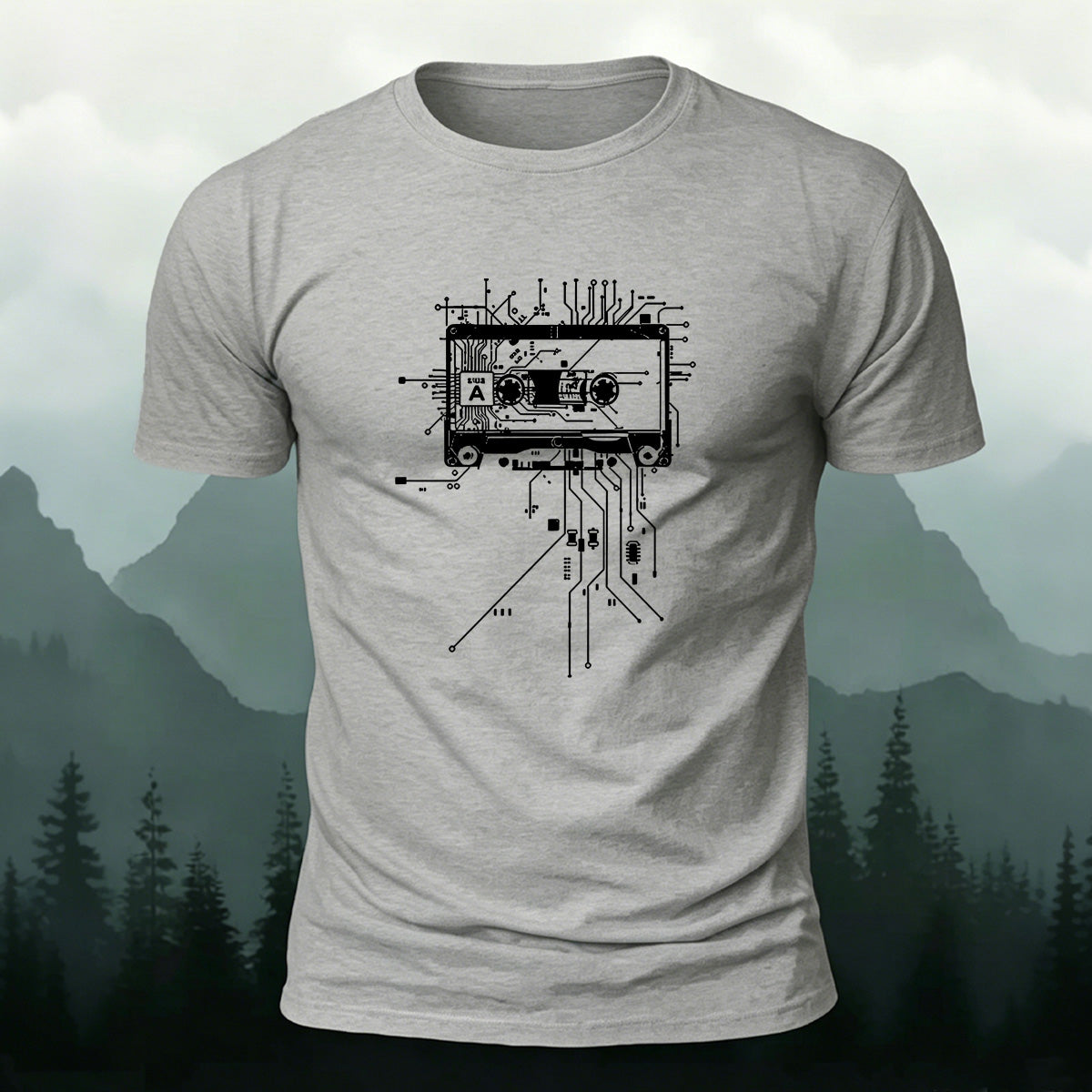 Minimalist Equipment Wiring Print Premium Cotton T-Shirt