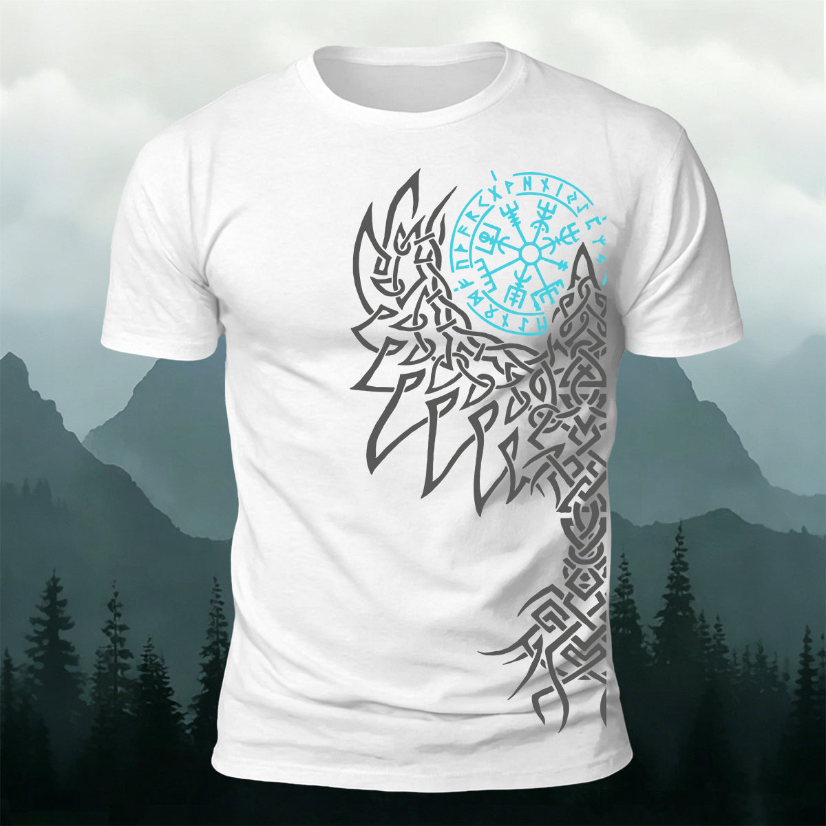 Giant Wolf Mythological Totem Print  Casual Cotton T-Shirt