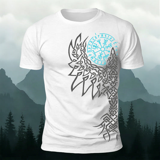 Giant Wolf Mythological Totem Print  Casual Cotton T-Shirt