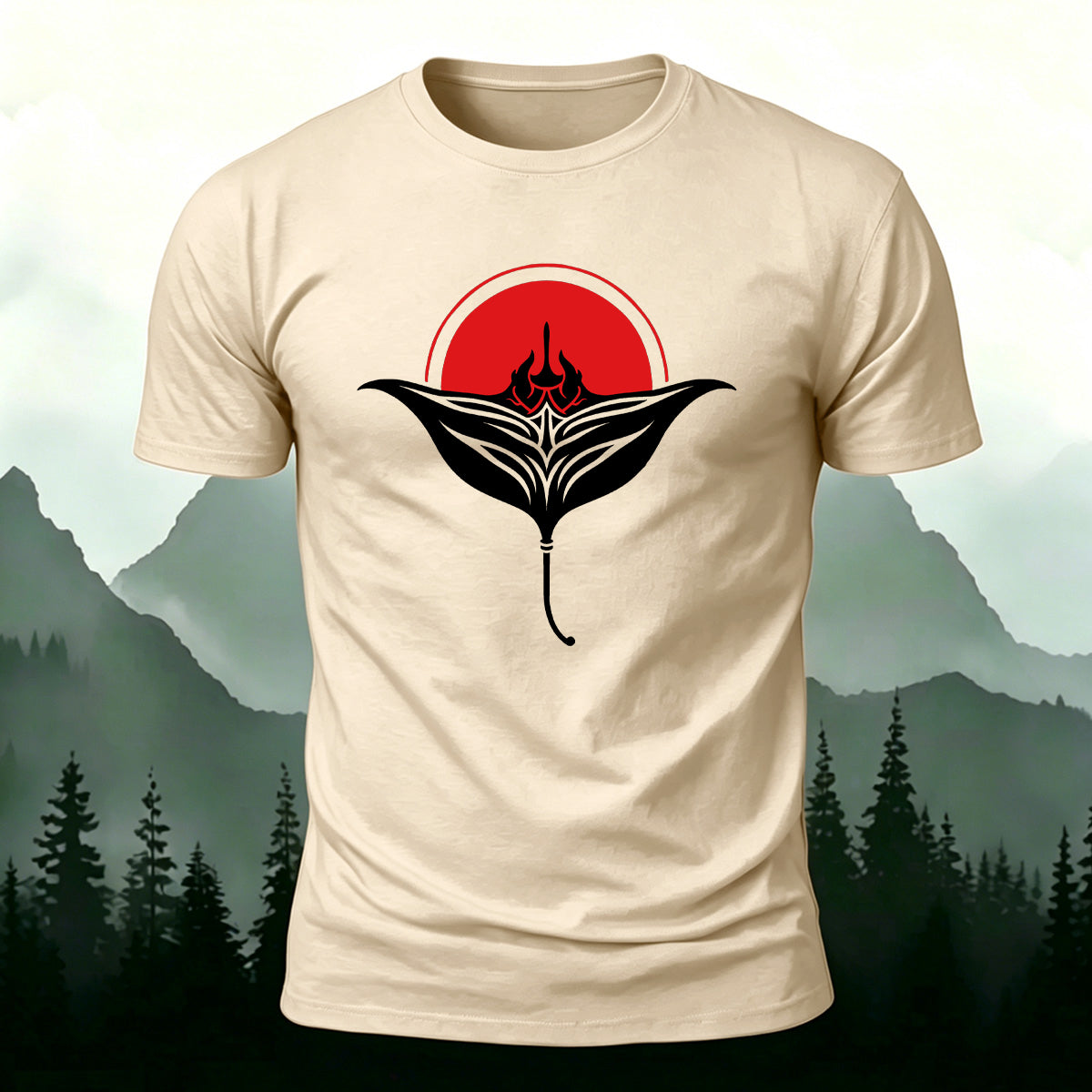 Manta Ray Red Sun Nature Skin-Friendly T-Shirt