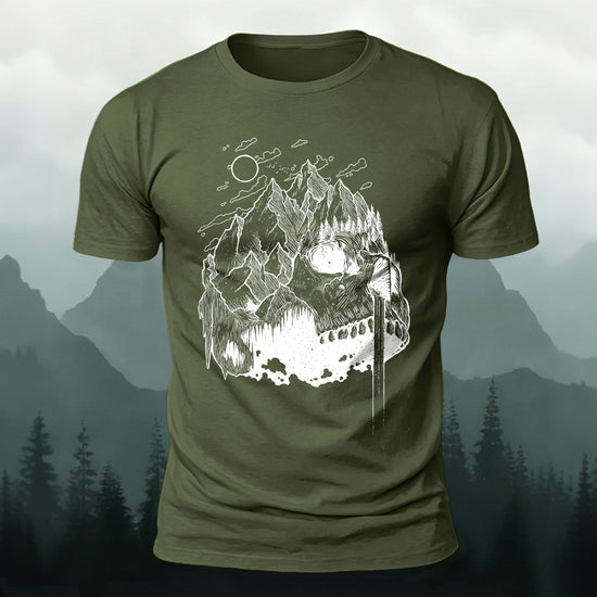 Creative Mountain-Shaped Skull Skin-Friendly T-Shirt AMG