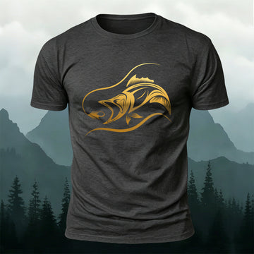Fish Print on the Chest Cotton Casual T-Shirt