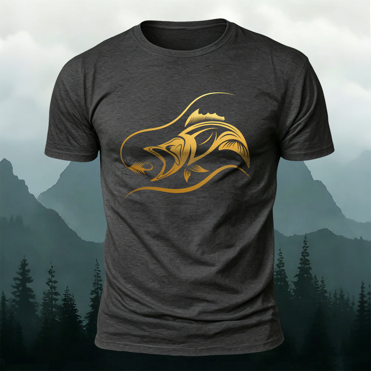 Fish Print on the Chest Cotton Casual T-Shirt