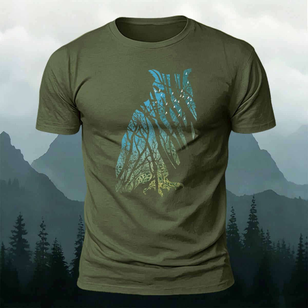 Tech Owl Art Print Casual Cotton T-Shirt AMG