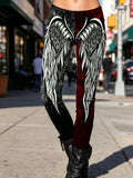 Dark Wing Print Halloween Fashion Leggings