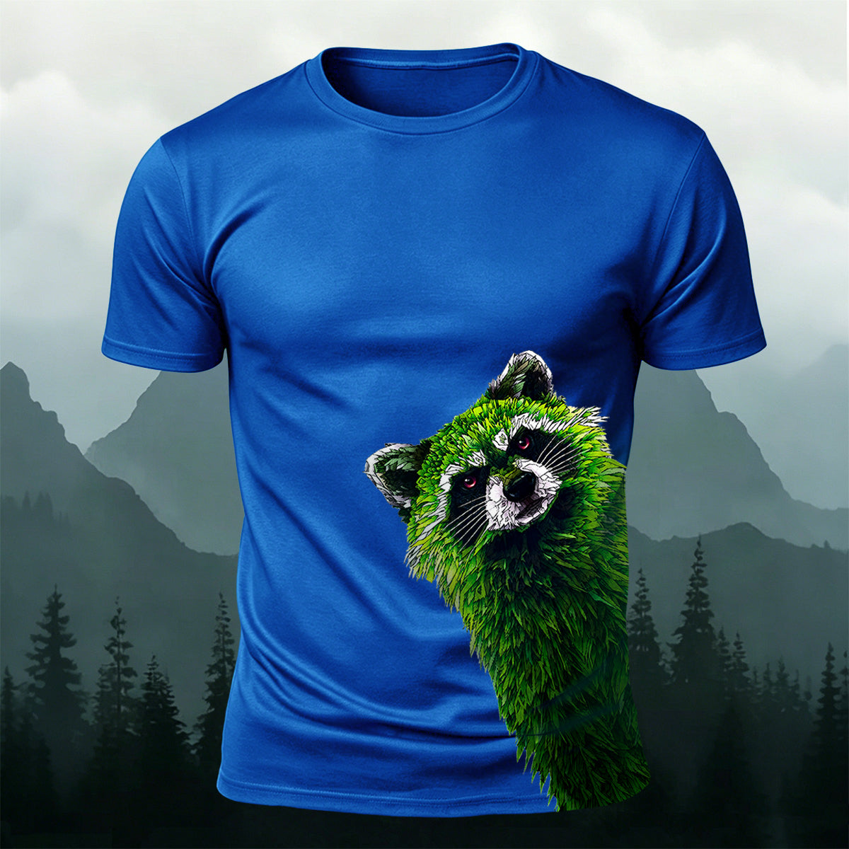Raccoon Peeking Through the Trees Print Versatile Outdoor Tee