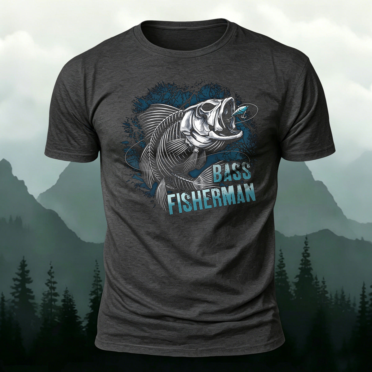 Retro Fish Fossil Print Comfortable Cotton T-Shirt