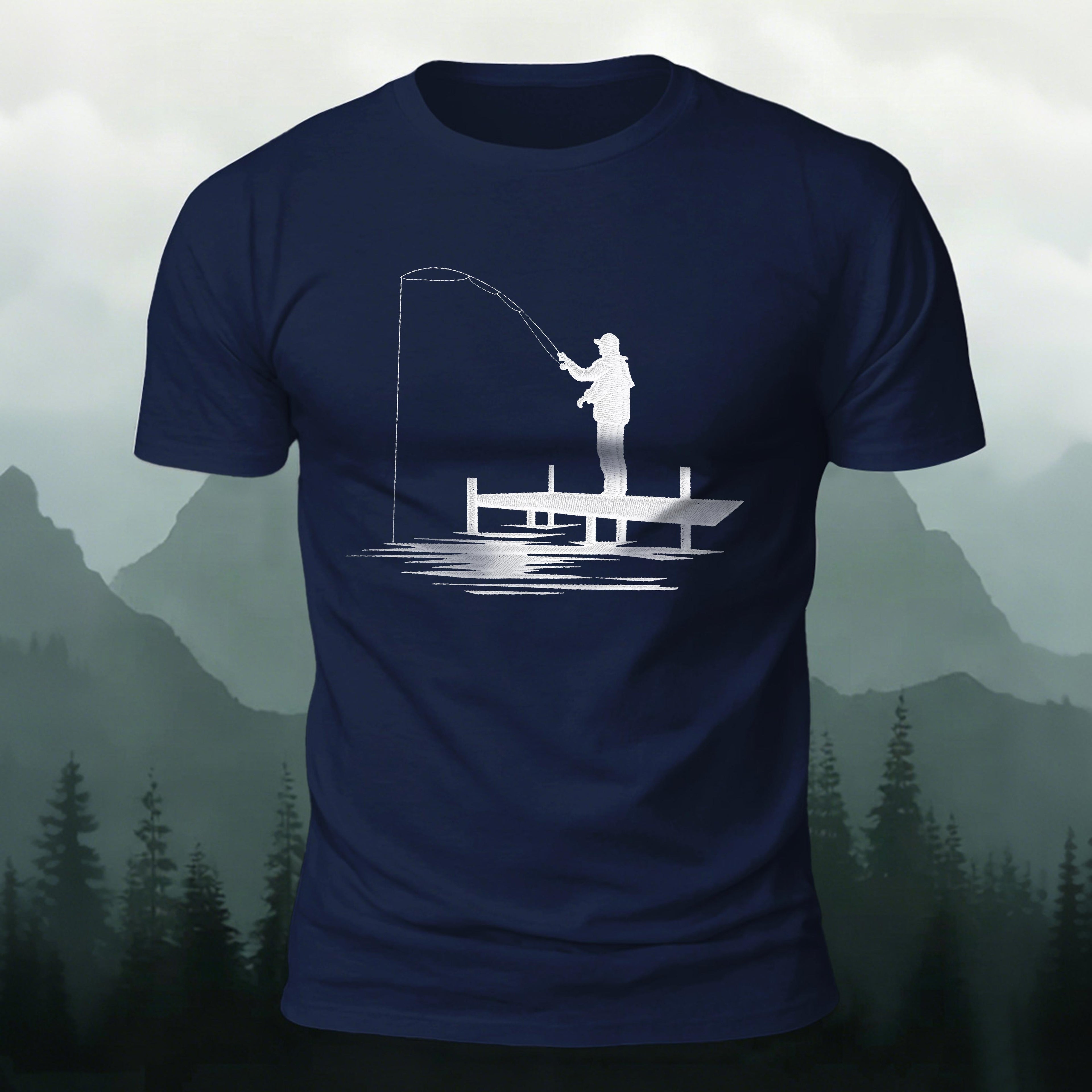 Fishing 3D UV Print Minimalist Premium Cotton Tee