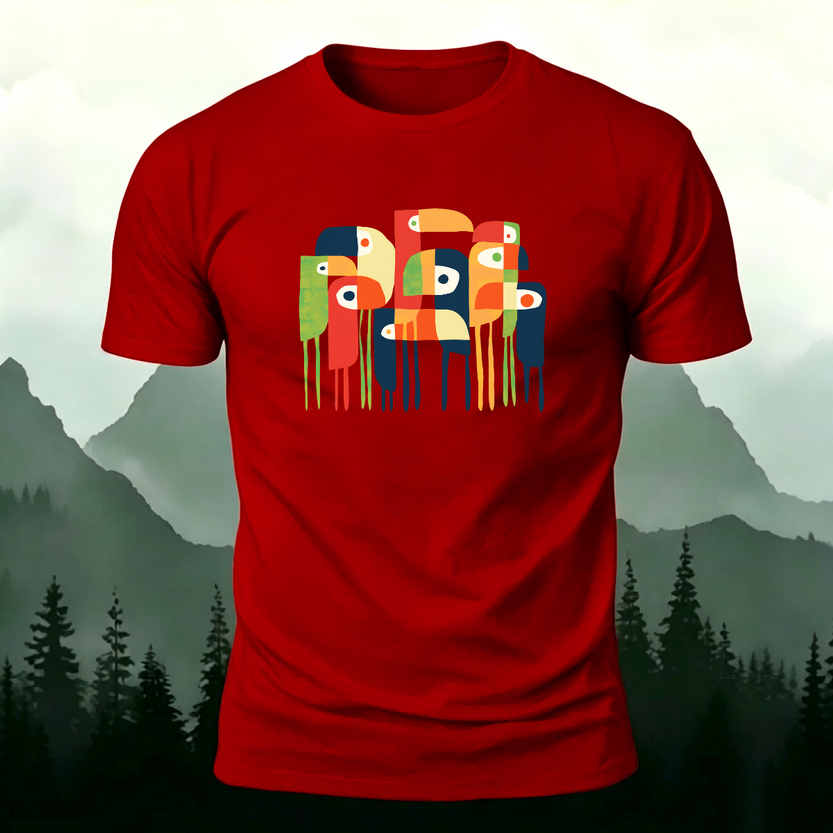 Abstract Bird Artistic Casual Premium Cotton T-Shirt