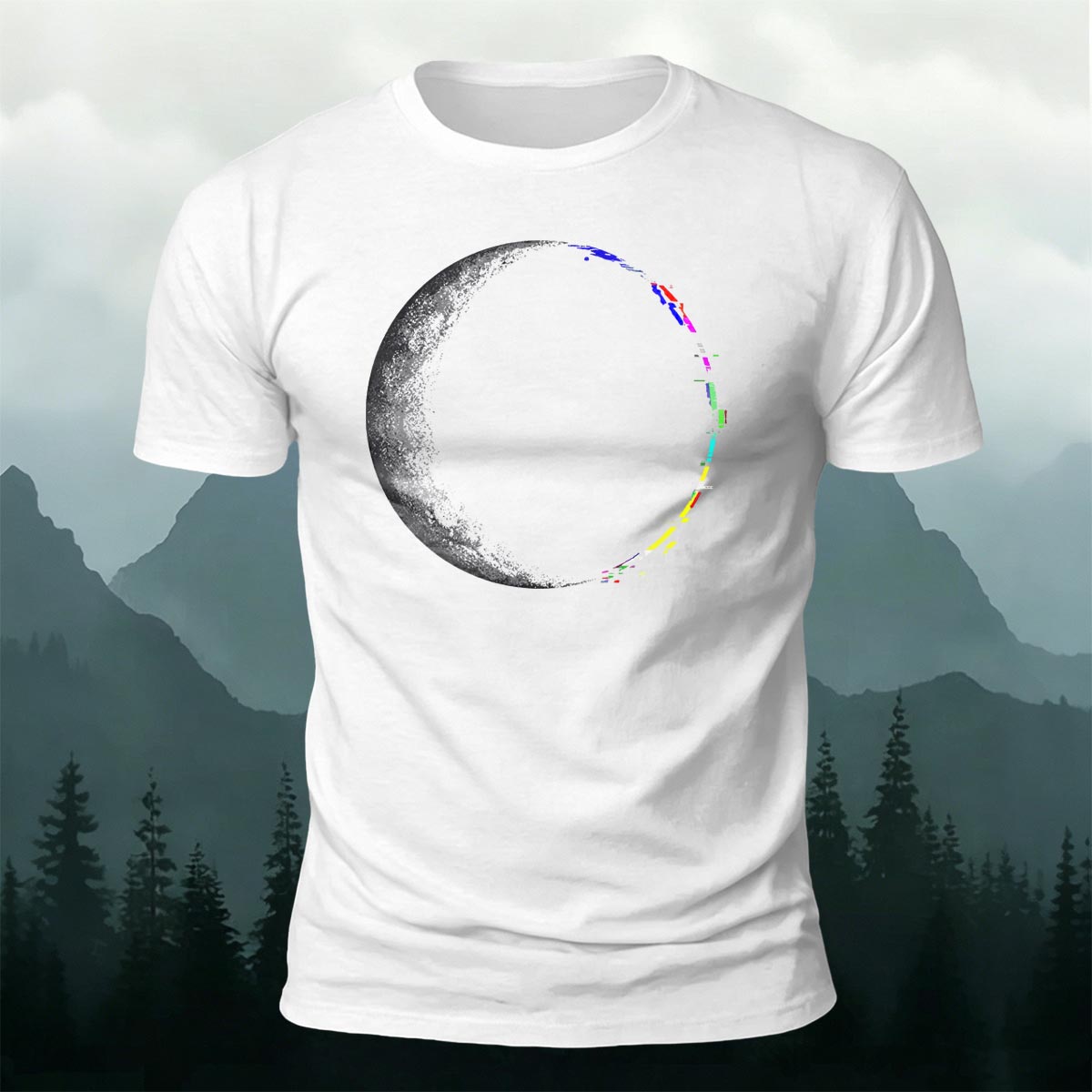 Lunar Eclipse Fashion Print Casual Cotton T-Shirt