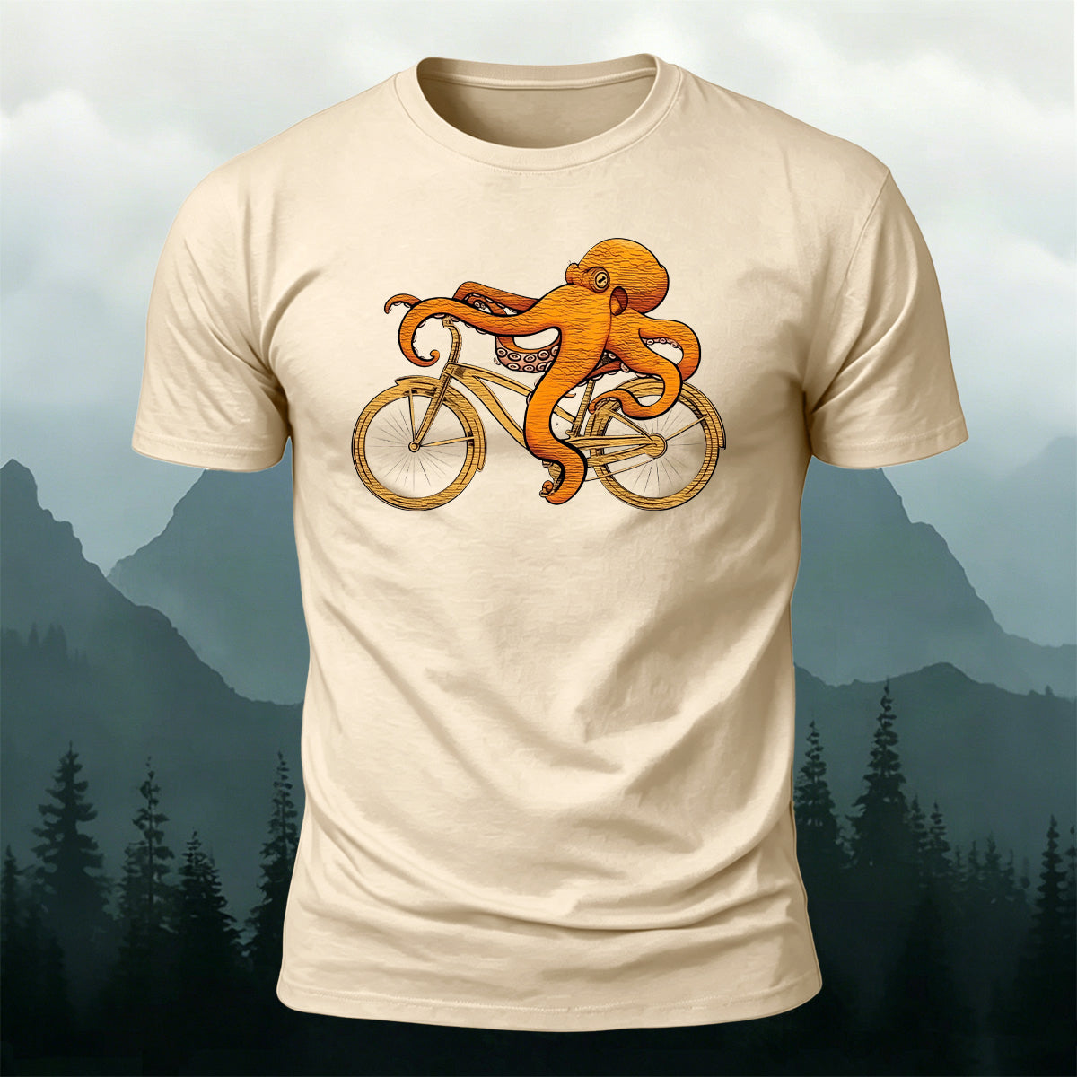 Fun Octopus Natural Casual 100% Cotton T-Shirt