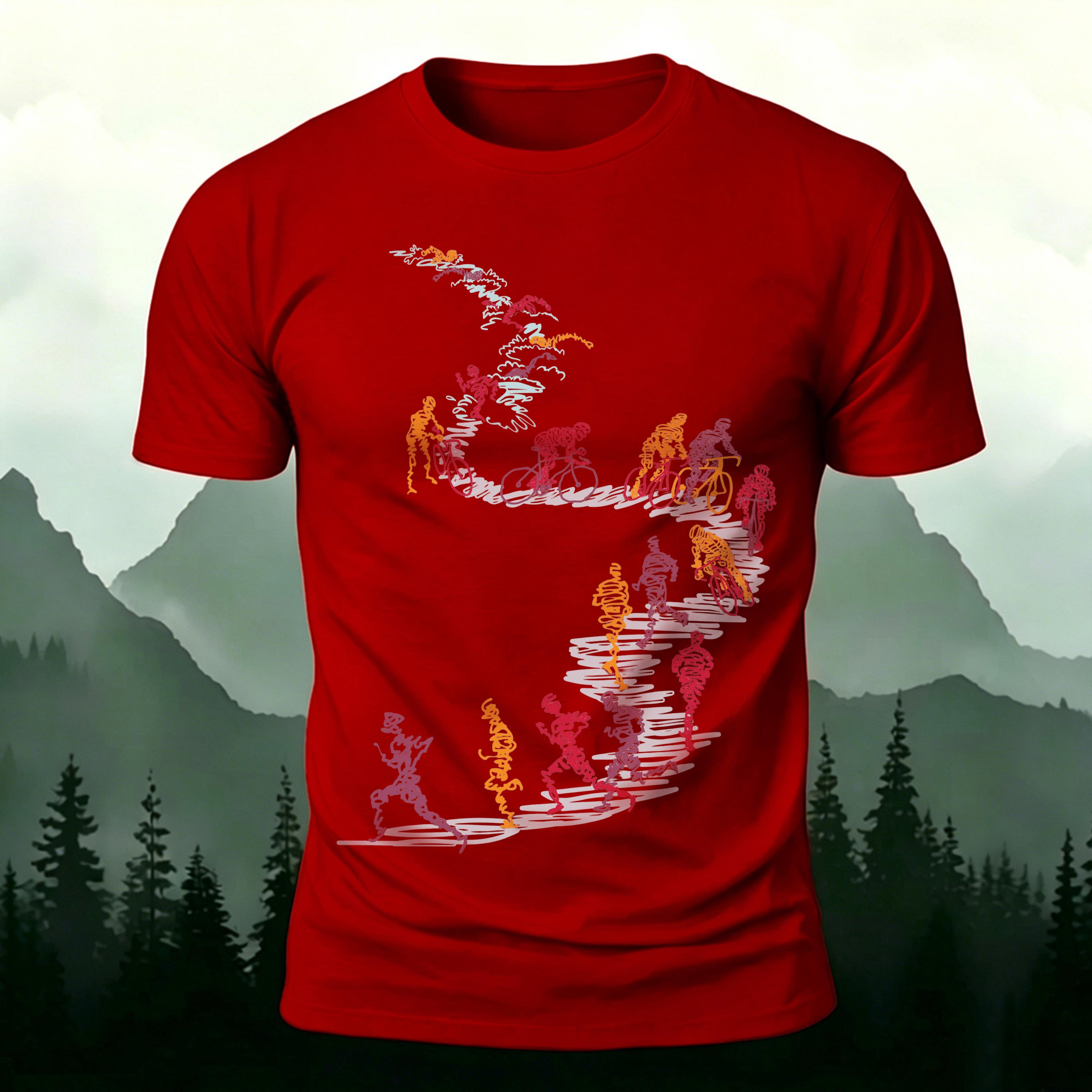 Abstract Cycling Print Fun Premium Cotton T-Shirt