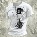 Nautical Map Graphic Comfortable Casual T-Shirt White