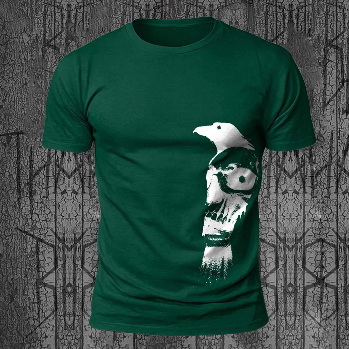 Vintage Skull Bird Print Casual Skin-Friendly T-Shirt