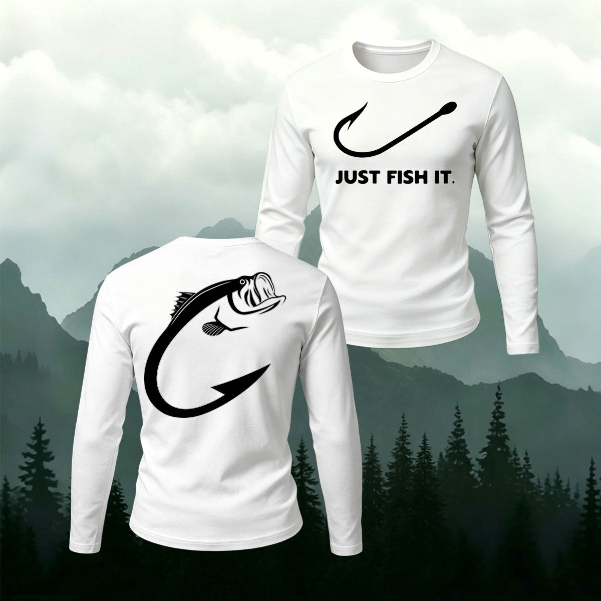 Just Fish It Casual Cotton Long-Sleeve T-Shirt
