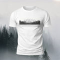 Mountain Forest Print Casual Comfortable T-Shirt White