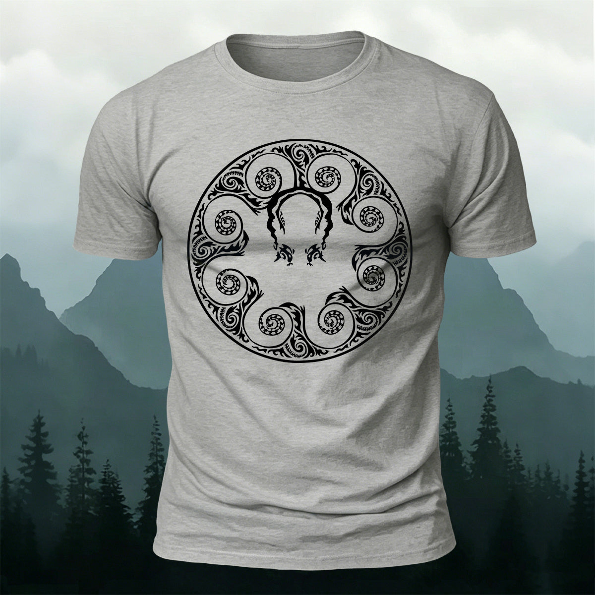 Octopus Openwork Round-Neck Printed Outdoor Cotton T-Shirt