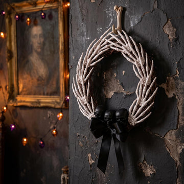 Rattan Skeleton Hand Halloween Wreath