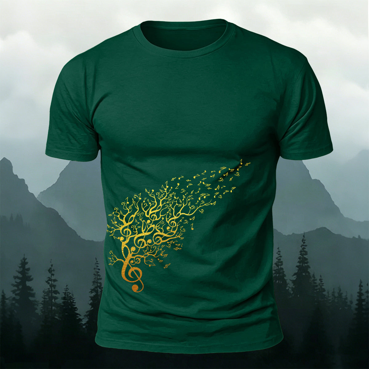 Flowing Musical Note Print Cotton Casual T-Shirt
