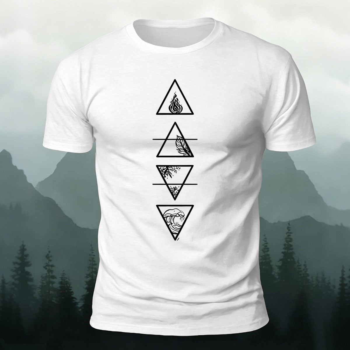 Triangle Print Classic Casual 100% Cotton T-Shirt