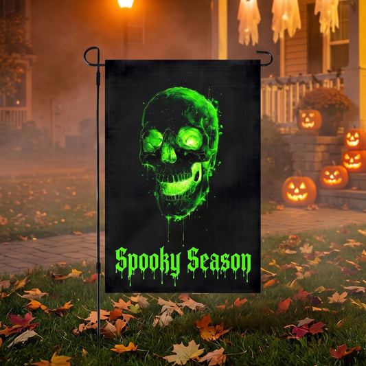 Polyester Green Skull Halloween Garden Flag