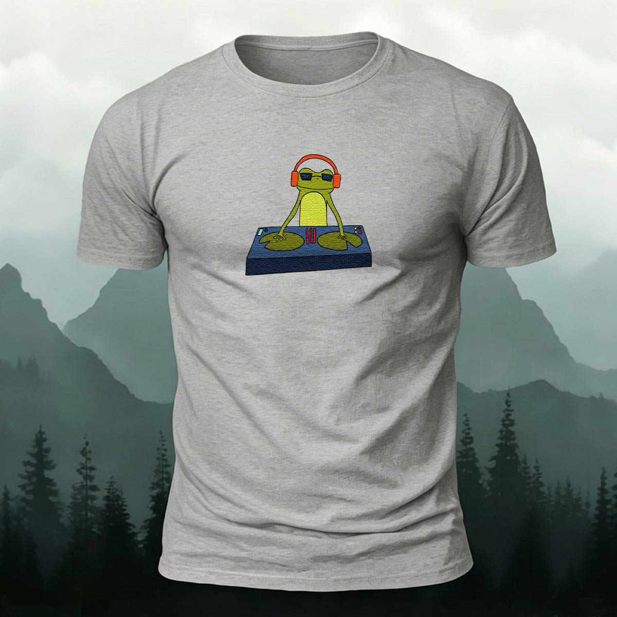 Frog DJ Print 100% Cotton Crew Neck T-Shirt