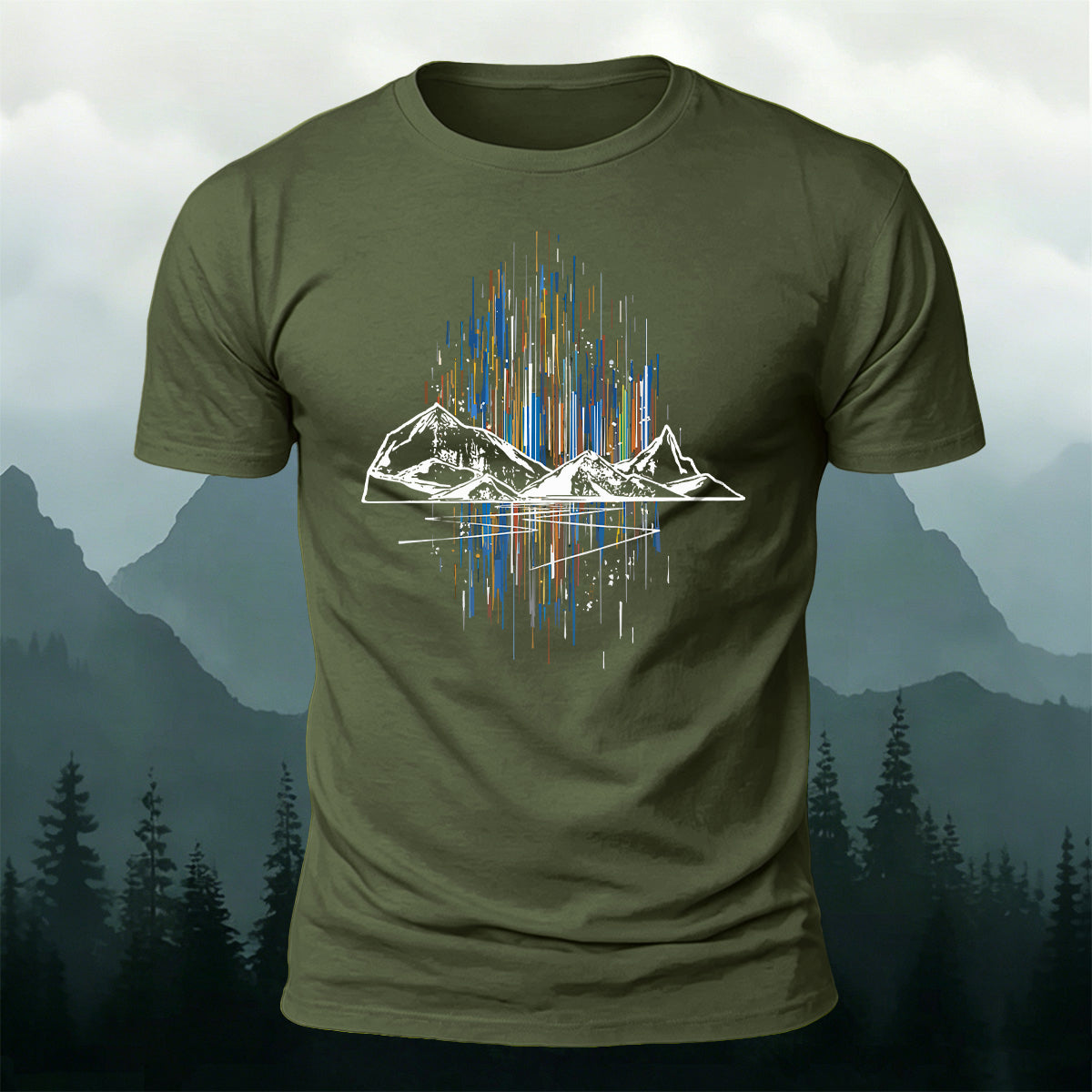 Mountain Colorful Line Outdoor Leisure Breathable T-Shirt