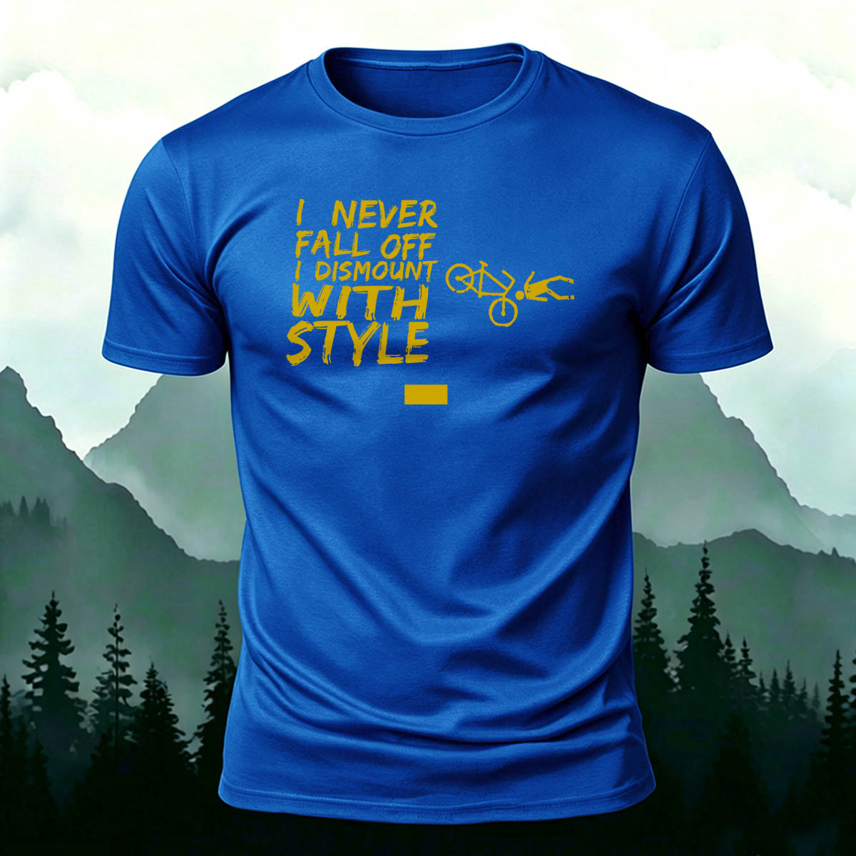 Cotton I Never Fall Off Printed Outdoor Cycling T-Shirt