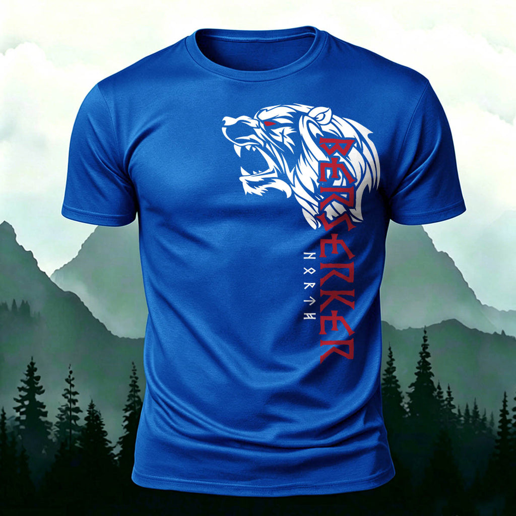 Sublimation Viking Wolf Head Totem Casual T-Shirt