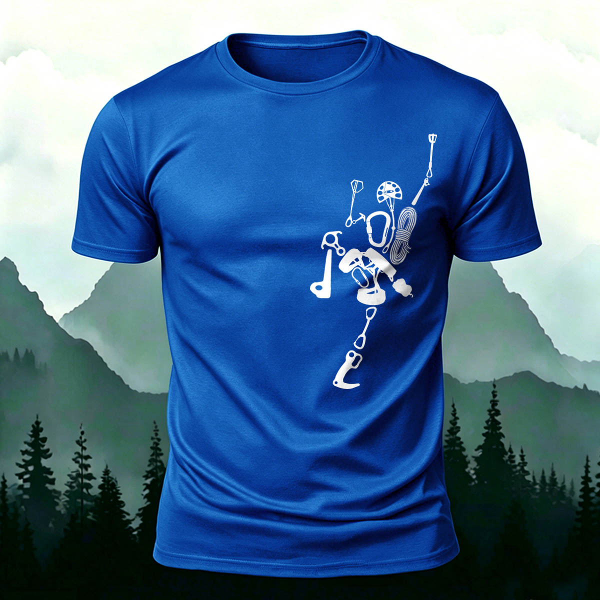 Fun Rock Climbing Print Casual Cotton T-Shirt