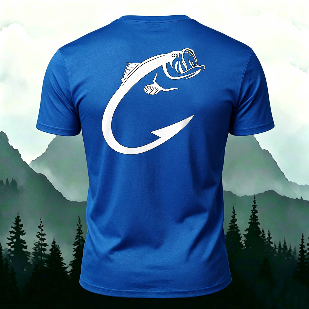 Fishing Hook Bass Print Outdoor 100% Cotton Tee