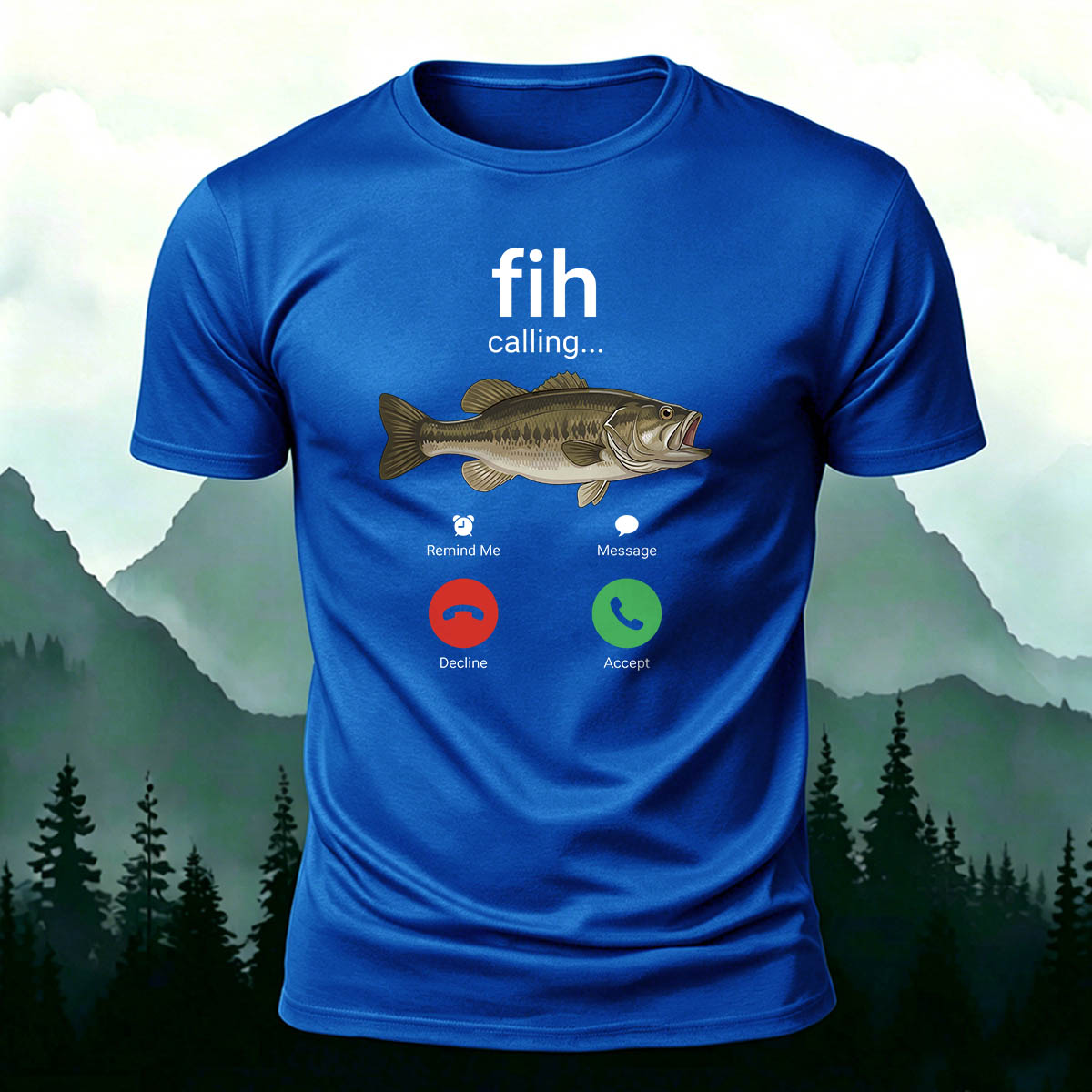 Fun Fishing Phone Casual Breathable T-Shirt
