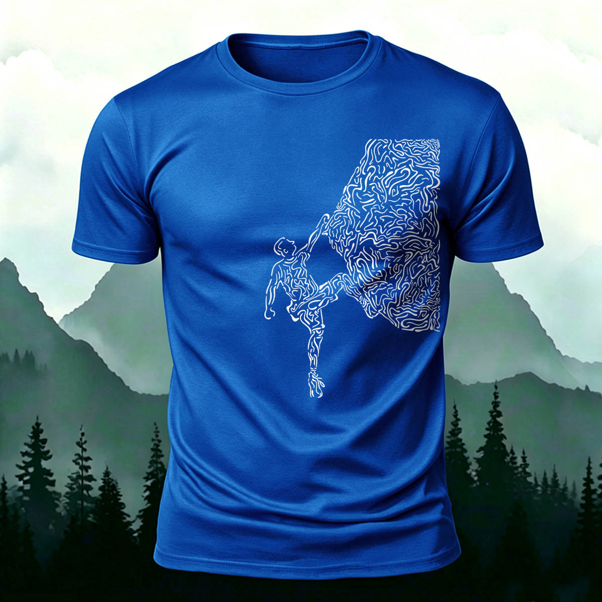 Rock Climbing Artwork Print Casual Cotton T-Shirt