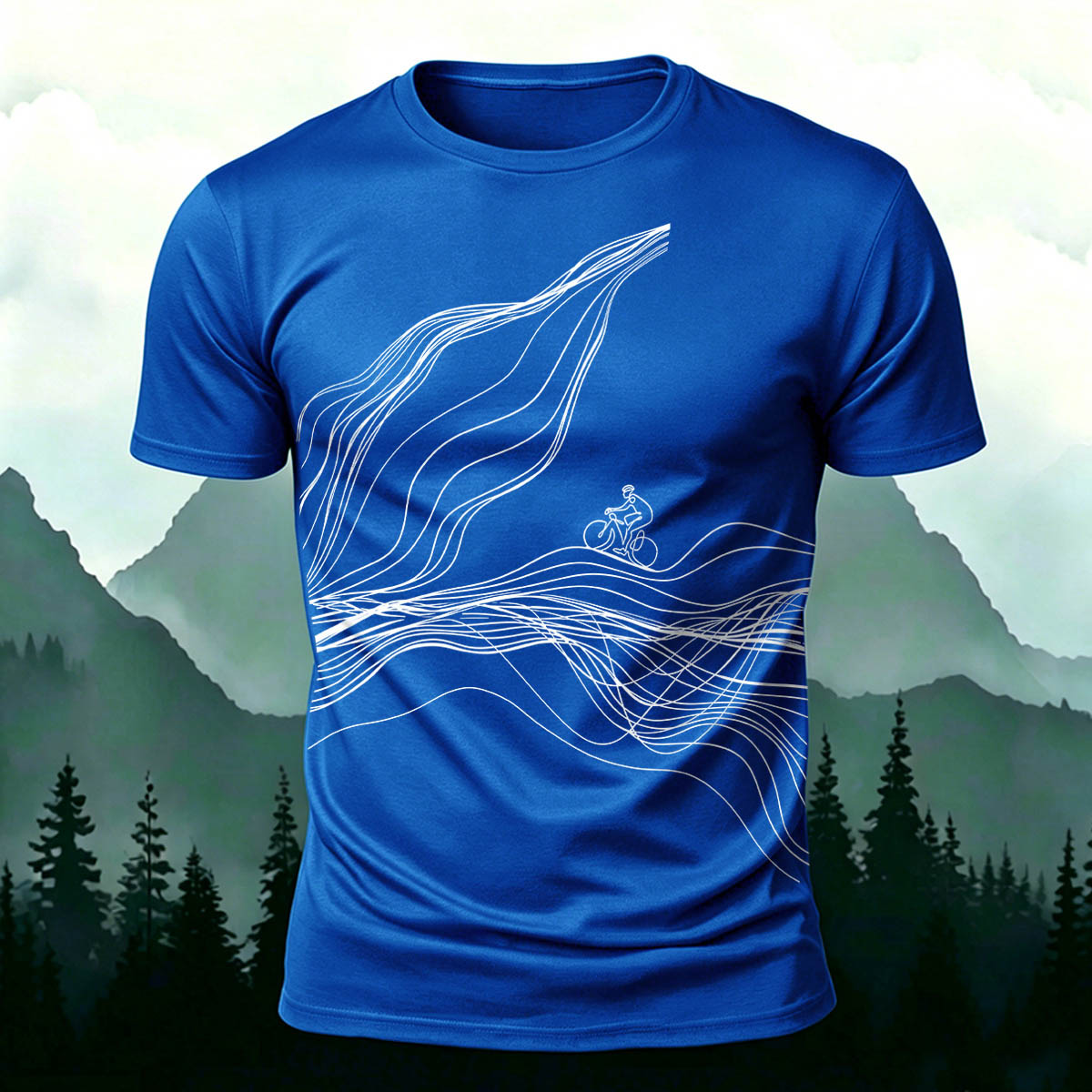 Sublimation  Line Art Cycling Graphic Casual Tee