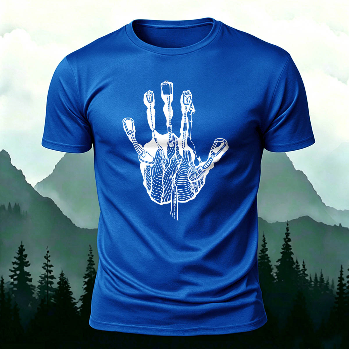 Rock Climbing Handprint Casual 100% Cotton T-Shirt