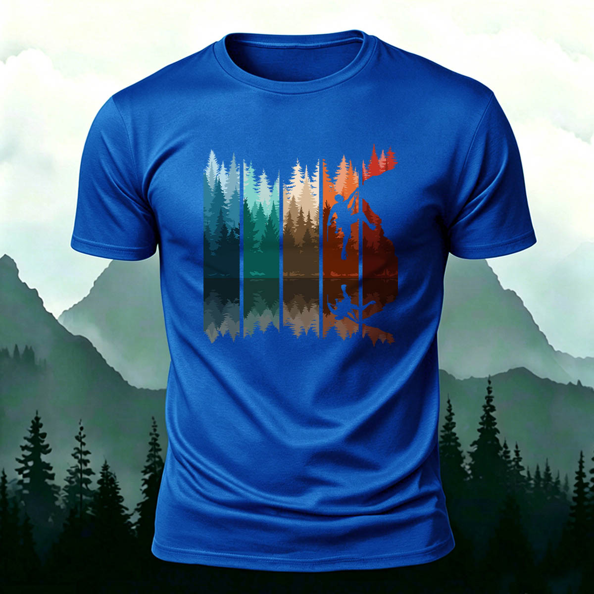 Colorful Adventure Mountain Print Outdoor Cotton T-Shirt