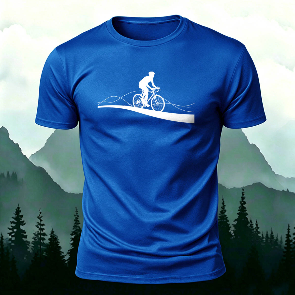 Road Cycling Art Print Comfortable Cotton T-Shirt