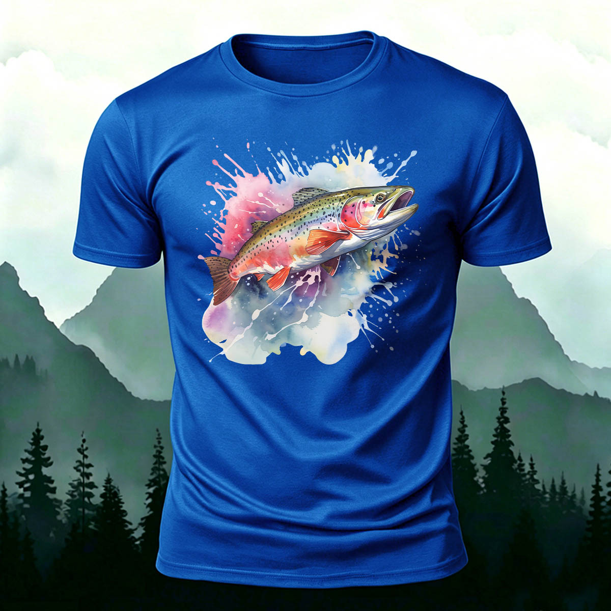 Minimalist Trout Graphic Outdoor 100% Cotton T-Shirt