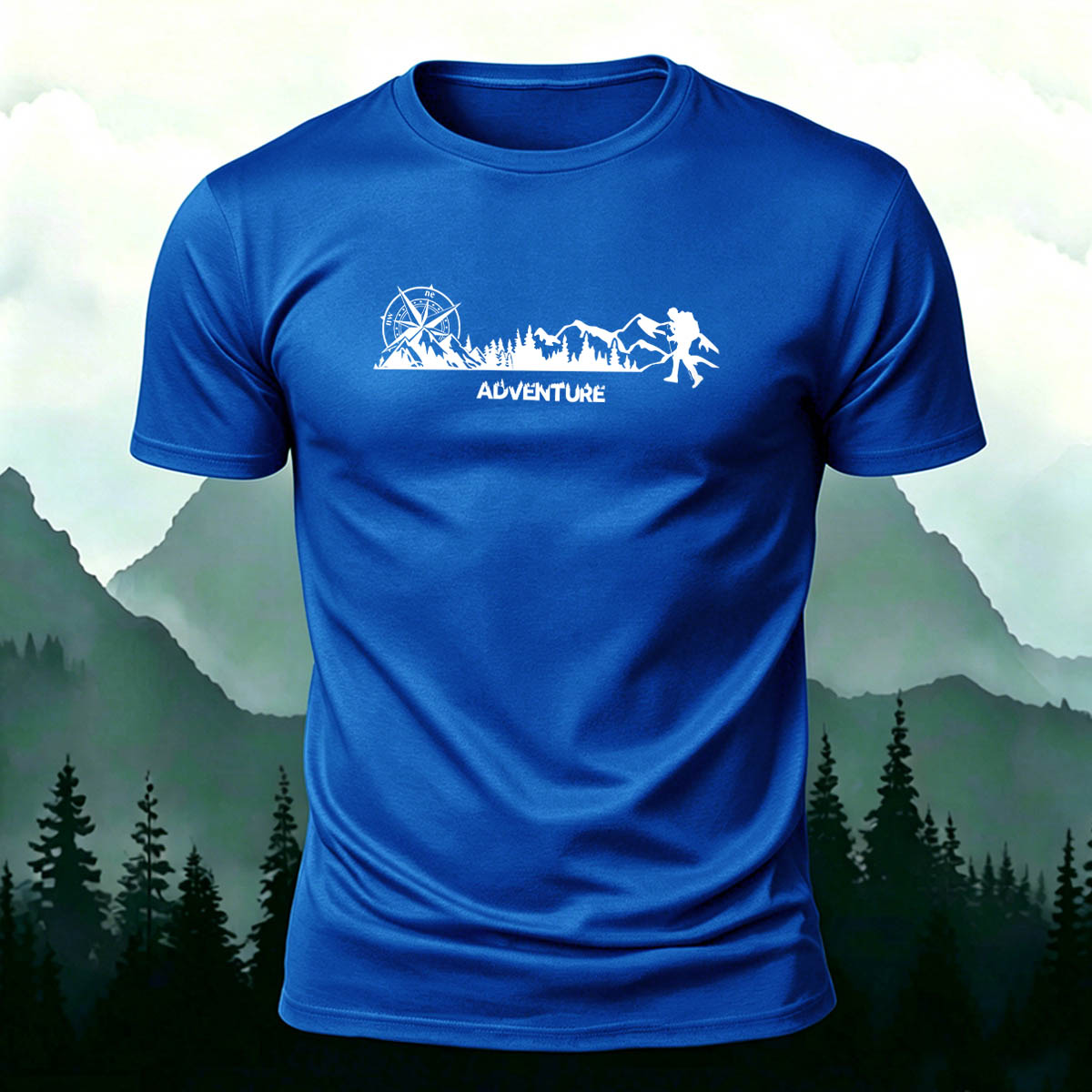 Snow Mountain Climbing Adventure Printed Casual Cotton T-Shirt