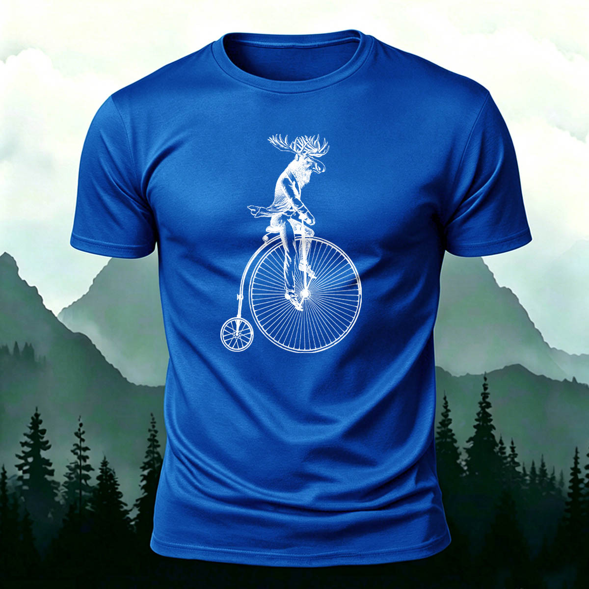 Divine Deer Acrobatic Cycling Print Casual Cotton T-Shirt