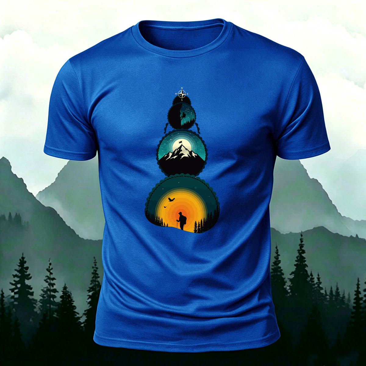 Art of the Snow-Capped Peaks Printed Casual Cotton Tee