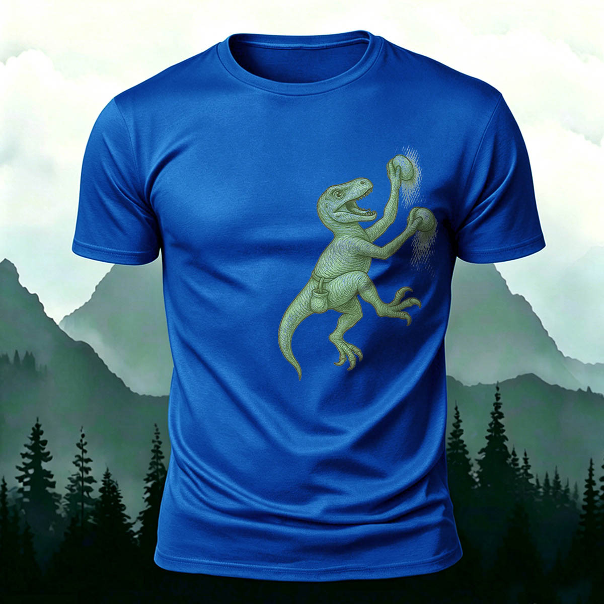 Dinosaur Climbing Fun Print Outdoor Breathable T-Shirt