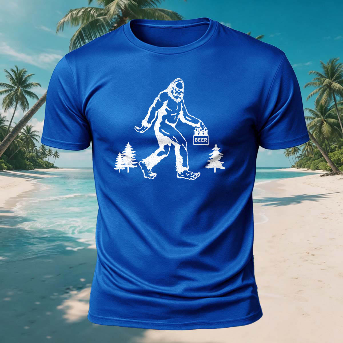Gorilla Carrying Beer Print Casual Breathable Cotton T-Shirt