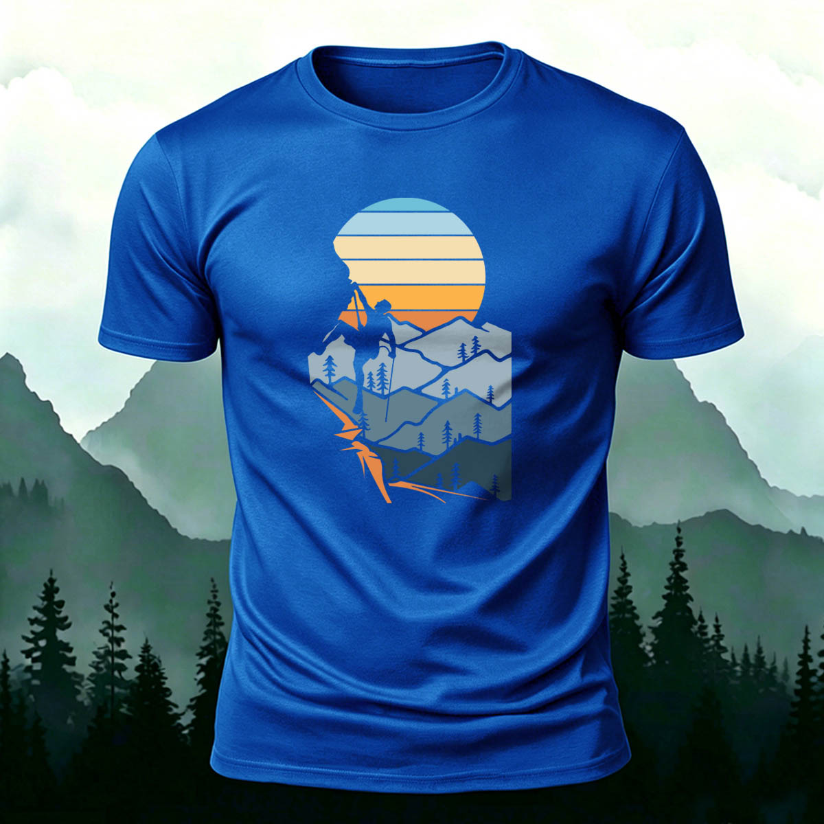 Outdoor Hiking Enthusiasts Adventure Print Cotton Tee