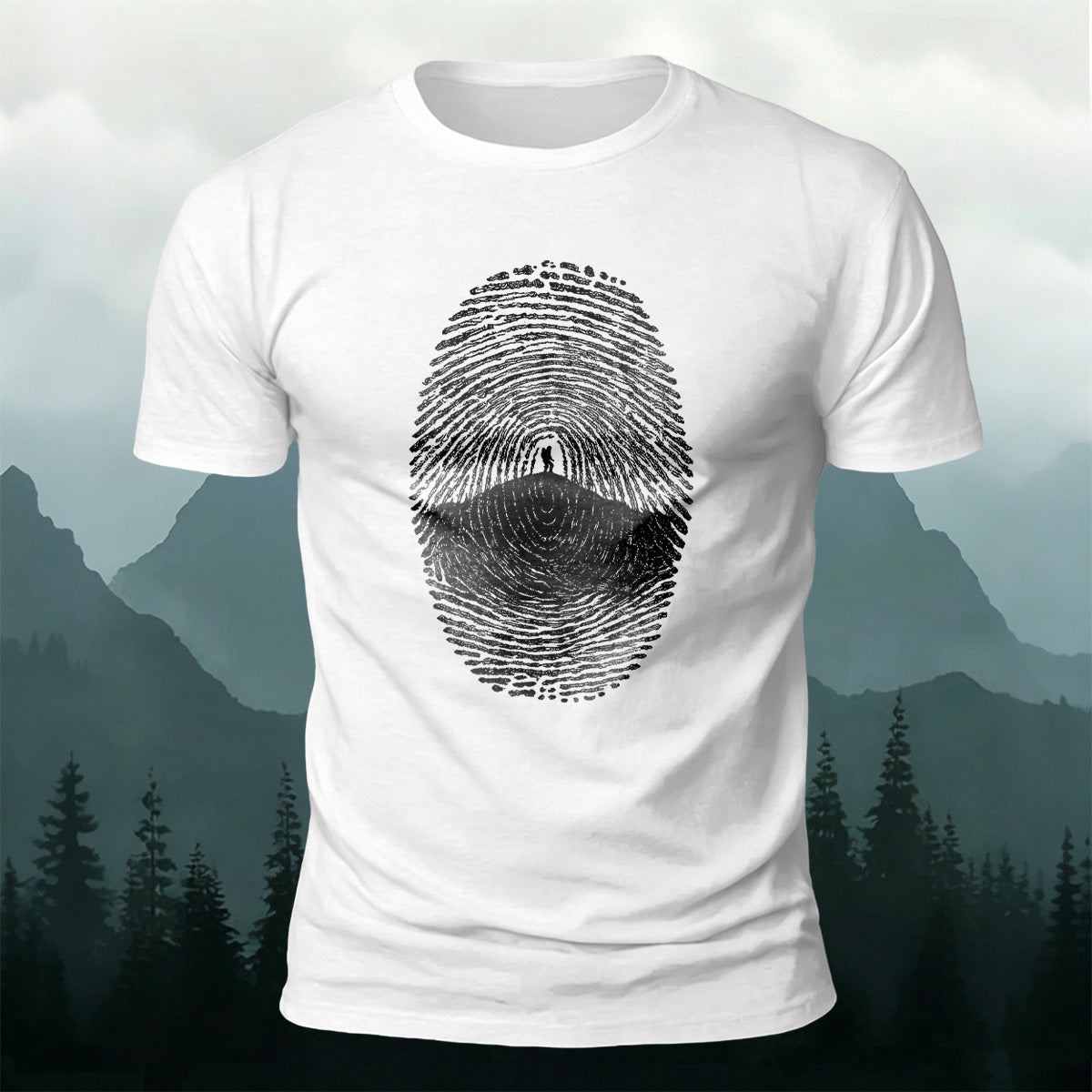 Fingerprint Print Artistic Natural Premium Cotton T-Shirt White