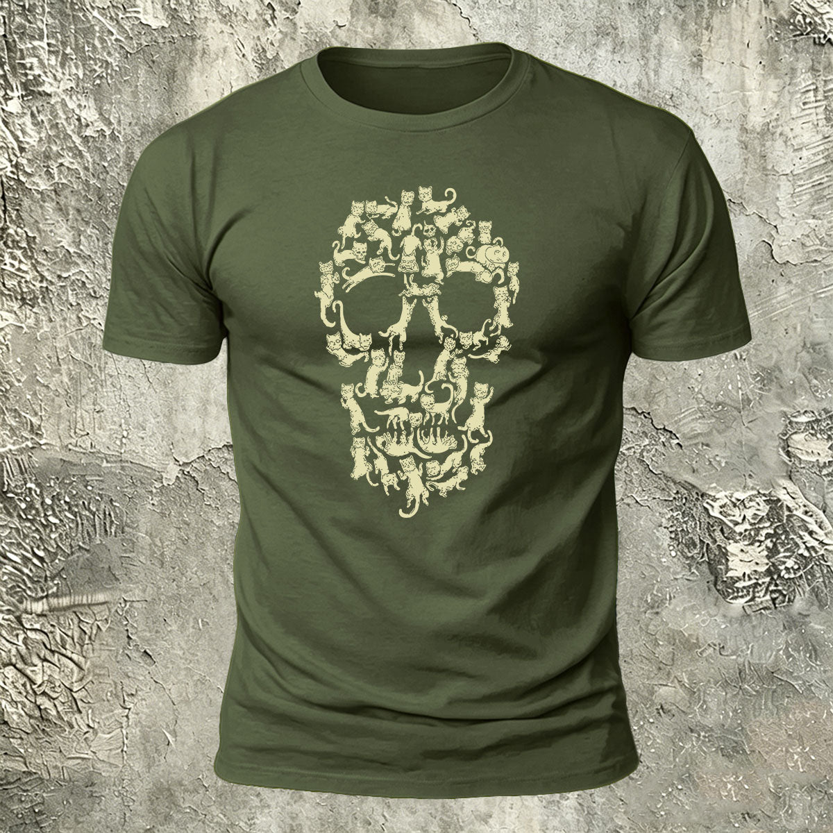 Creative Animal Collage Skull Print Casual Cotton T-Shirt