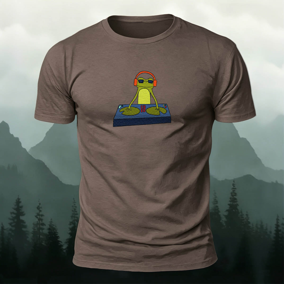Frog DJ Print 100% Cotton Crew Neck T-Shirt