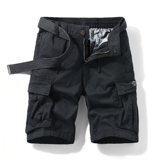Multi-pocket Button-down Loose-fit Heavyweight Cotton Shorts